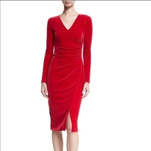 Black Halo red, velvet sheath dress